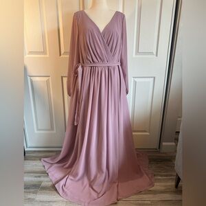 David’s Bridal Long sleeve chiffon dress with slit. NWT